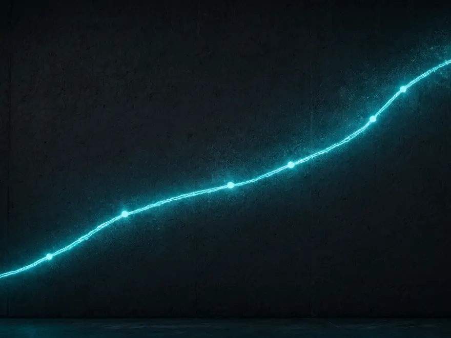 Aufsteigende, cyan leuchtende Progressionskurve